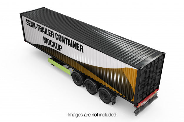 Free Semi-Trailer Container Mockup Psd