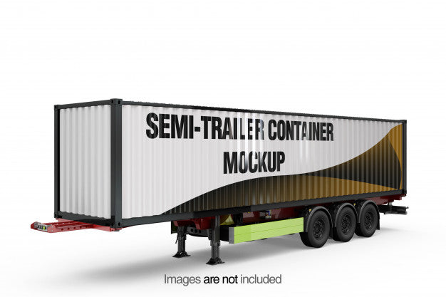 Free Semi-Trailer Container Mockup Psd