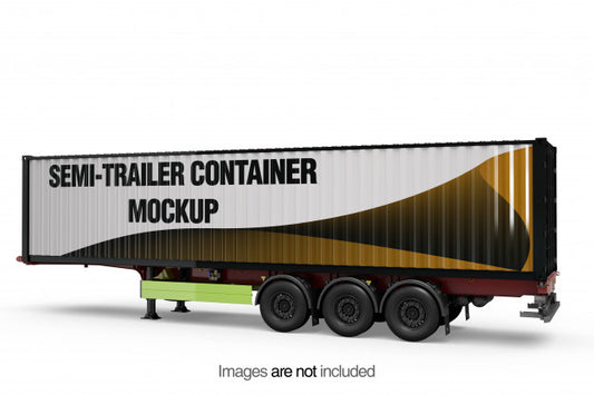 Free Semi-Trailer Container Mockup Psd