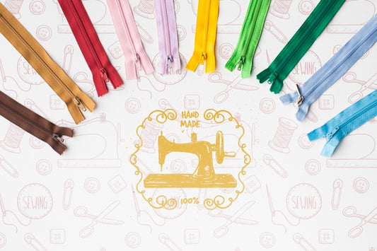 Free Set Of Colorful Zippers Mock-Up Psd