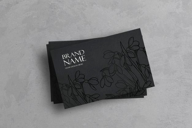 Free Set Of Dark Textured Business Cards Mockup Psd