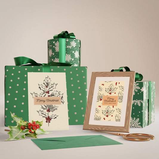 Free Set Of Gift Collection For Christmas Mock-Up Psd