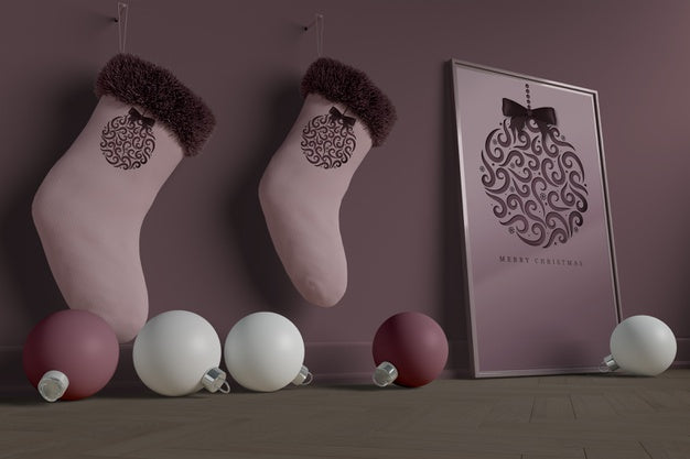 Free Set Of Matched Color Socks With Globes Psd
