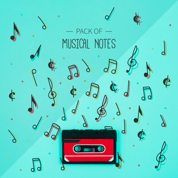 Free Set Of Musical Notes Collection With Tape Beside Psd