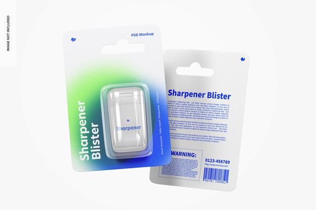 Free Sharpener Blisters Mockup, Floating Psd