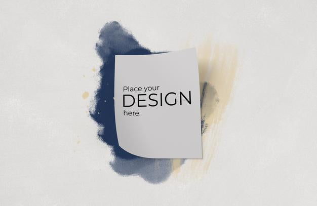 Free Sheet Of Paper Mockup Over Brushes Of Watercolor Psd