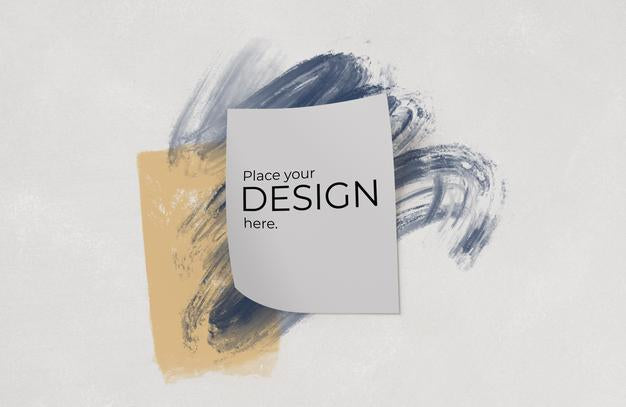 Free Sheet Of Paper Mockup Over Brushes Of Watercolor Psd