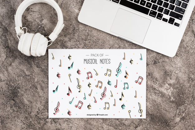 Free Sheet With Musical Notes Design Mock-Up Psd