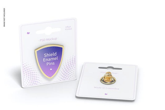 Free Shield Enamel Pin Mockup, Perspective Psd