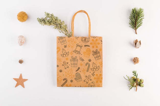 Free Shopping Bag Mockup With Christmas Concept Psd