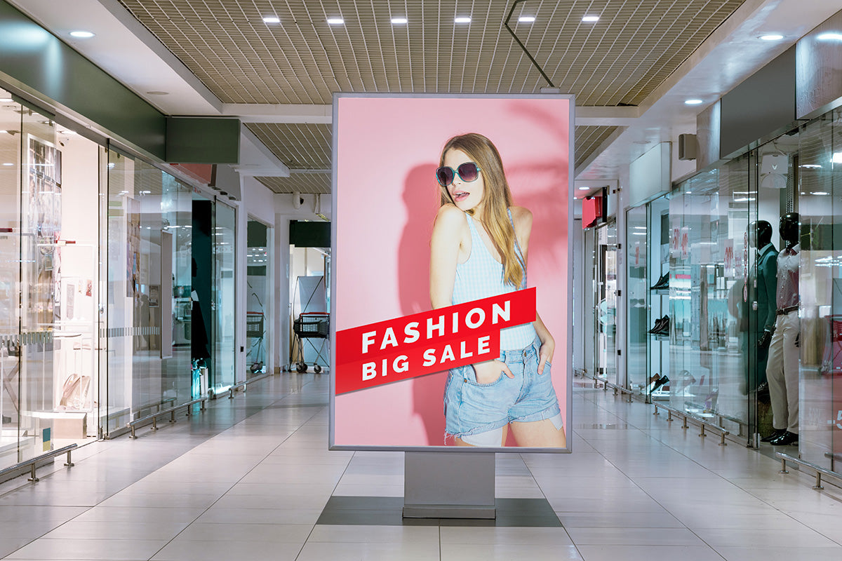 Free Shopping Center Neon Box Mockup