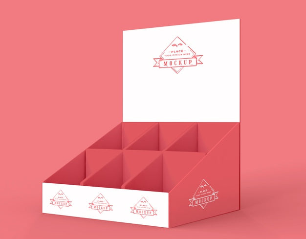 Free Side View Minimalist Red Exhibitor Mock-Up Psd