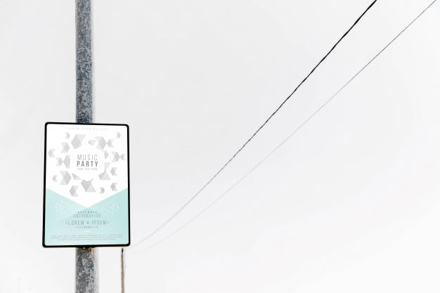 Free Sign Mockup On Pole Psd