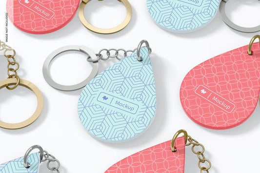 Free Silicone Keychains Set Mockup Psd