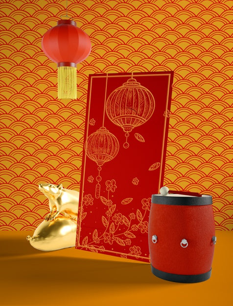 Free Simple Chinese New Year Illustration With Drum Psd