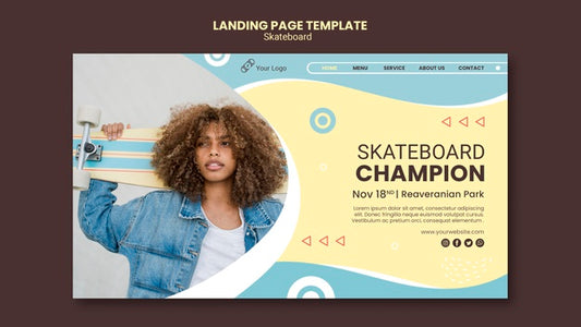 Free Skateboarding Concept Landing Page Template Psd