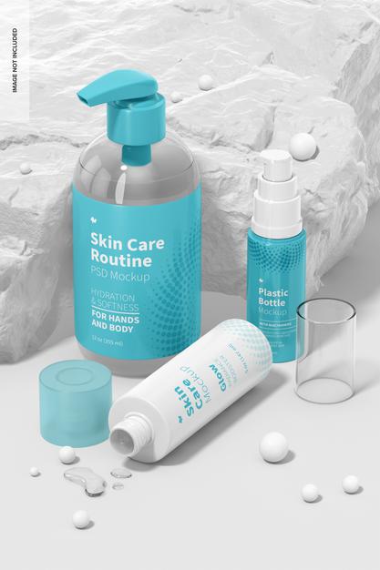 Free Skin Care Routine Scene Mockup Psd