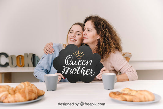 Free Slate Mockup For Mothers Day With Breakfast Psd