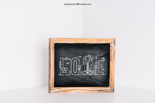 Free Slate Mockup In Corner Psd