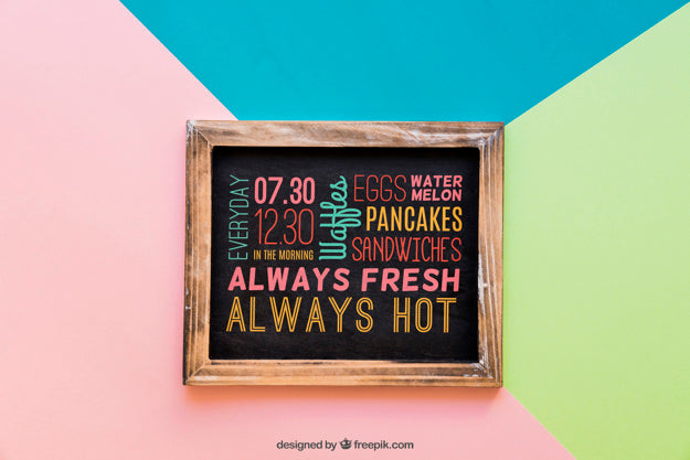 Free Slate Mockup On Colorful Background Psd