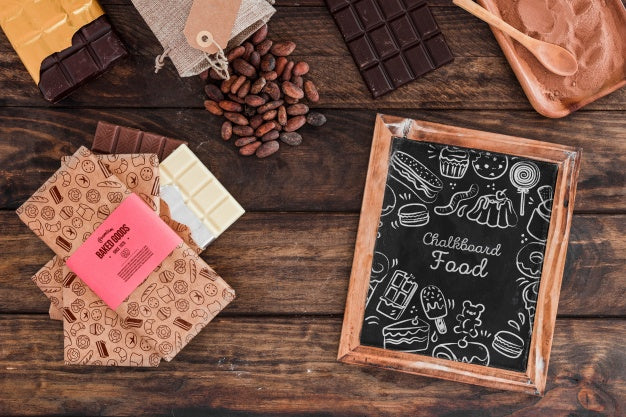 Free Slate Mockup With Chocolate Concept Psd