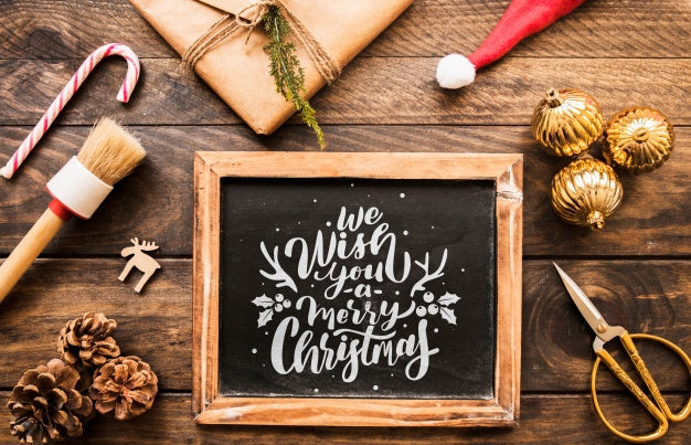 Free Slate Mockup With Christmas Concept Psd