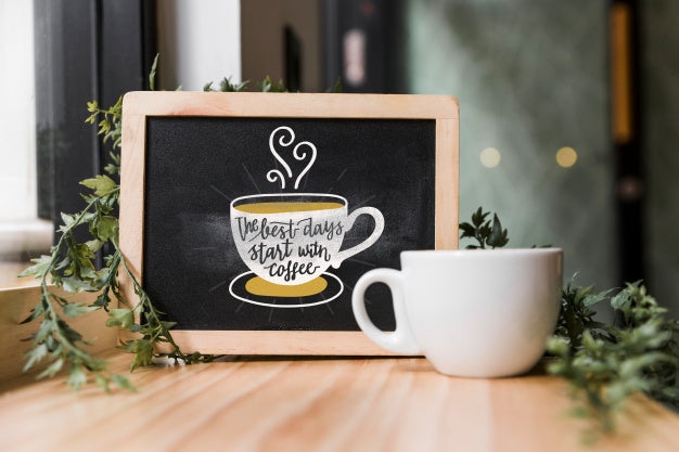 Free Slate Mockup With Coffee Concept Psd