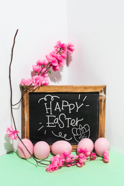 Free Slate Mockup With Easter Concept Psd