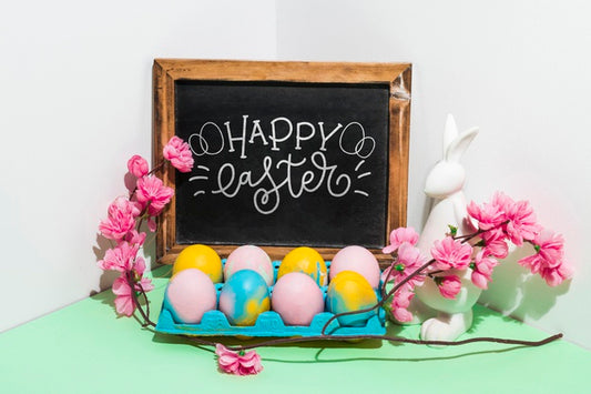 Free Slate Mockup With Easter Concept Psd