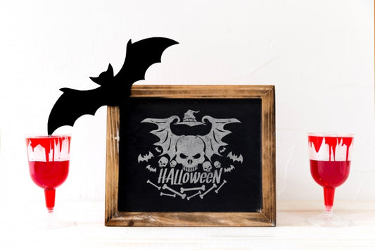 Free Slate Mockup With Halloween Concept Psd