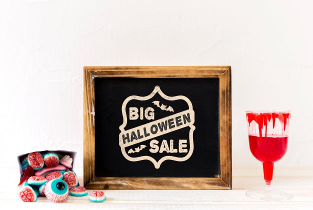 Free Slate Mockup With Halloween Concept Psd