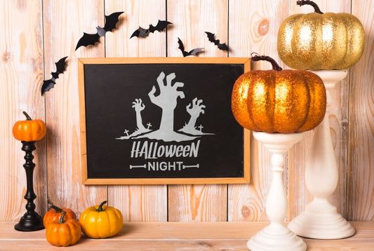 Free Slate Mockup With Halloween Concept Psd