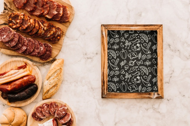 Free Slate Mockup With Traditional Spanish Food Psd