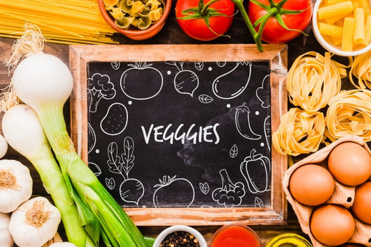 Free Slate Mockup With Veggie Concept Psd