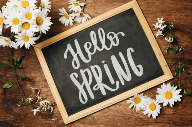 Free Slate Template For Spring With Flowers Psd