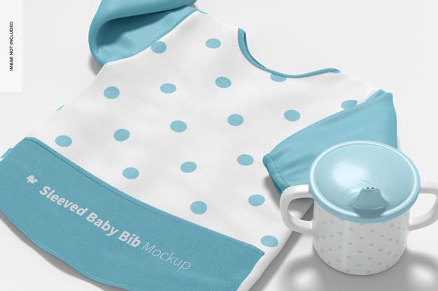 Free Sleeved Baby Bib Mockup, Close Up Psd