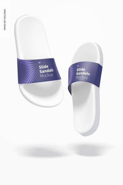 Free Slide Sandals Mockup, Falling Psd