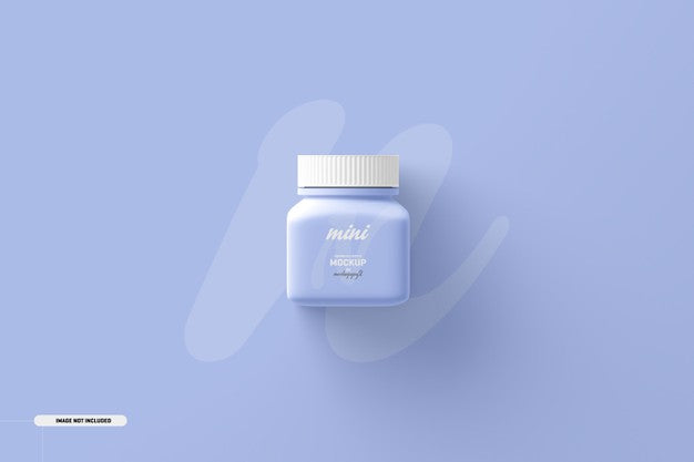 Free Small Square Pill Supplement Bottle Mockup Psd