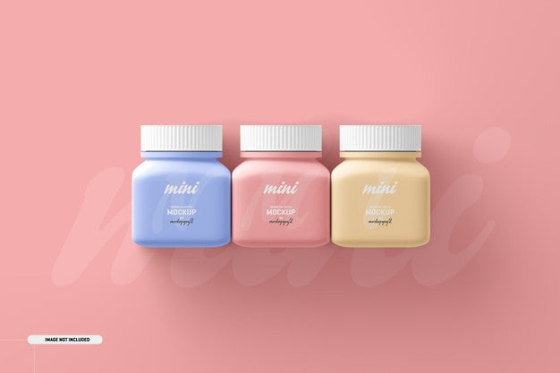 Free Small Square Pill Supplement Bottle Mockup Psd