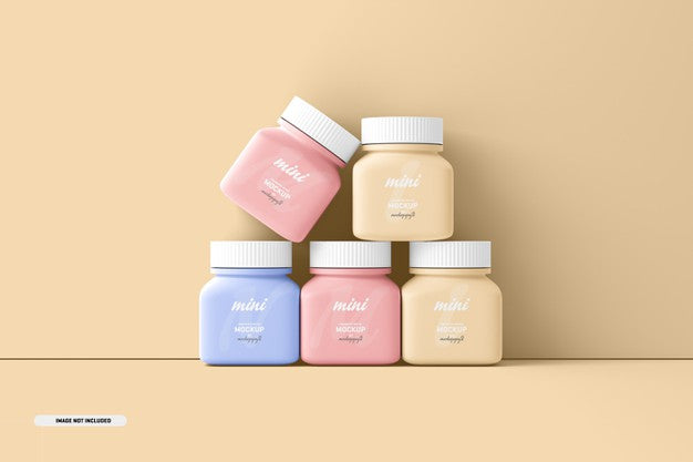 Free Small Square Pill Supplement Bottle Mockup Psd