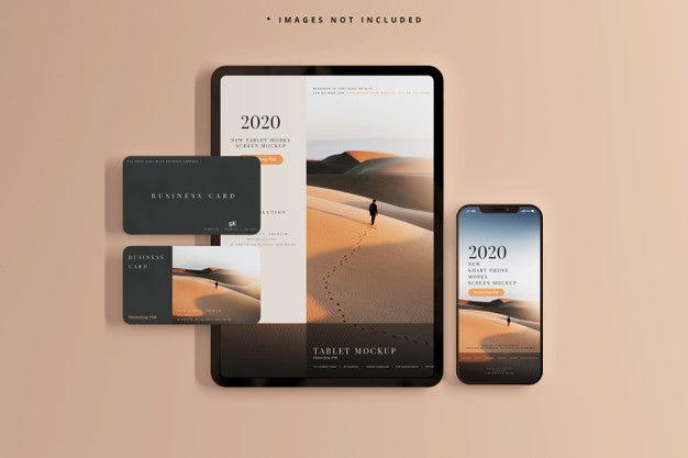 Free Smart Phone And Tablet With Business Cards Mockups Psd