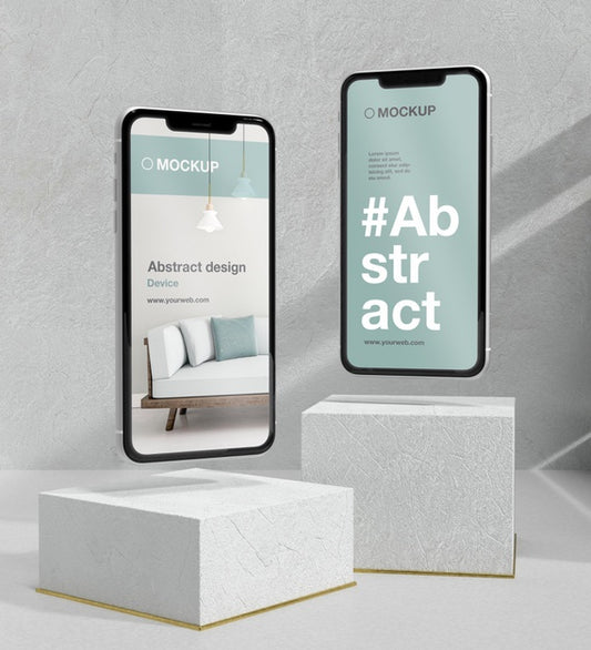 Free Smartphone Mock-Up Arrangement With Stone And Metallic Elements Psd