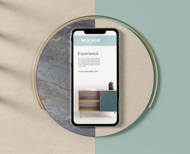 Free Smartphone Mock-Up Arrangement With Stone And Metallic Elements Psd