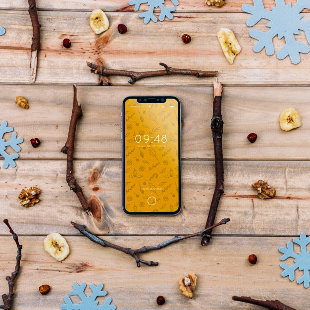 Free Smartphone Mockup With Christmas Concept Psd