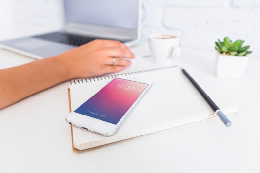 Free Smartphone Mockup With Laptop Psd