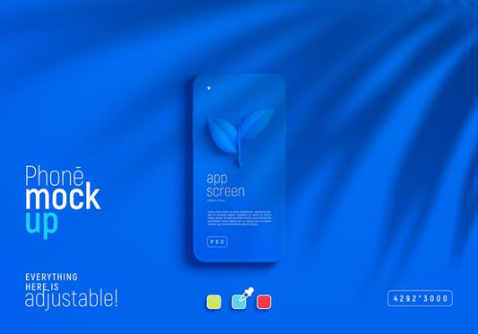 Free Smartphone Mockup With Leaves Shadow Psd