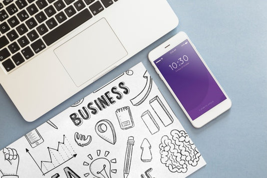 Free Smartphone Mockup With Office Elements Psd