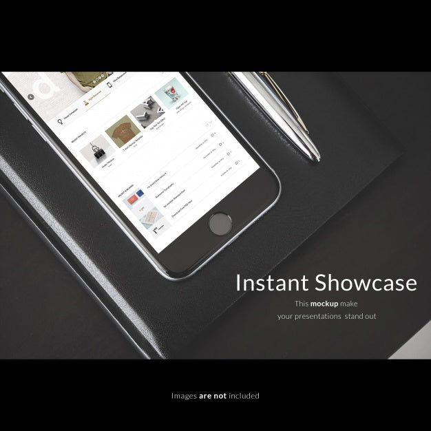 Free Smartphone On Black Agenda Mock Up Psd