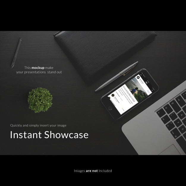 Free Smartphone On Black Desktop Mock Up Psd