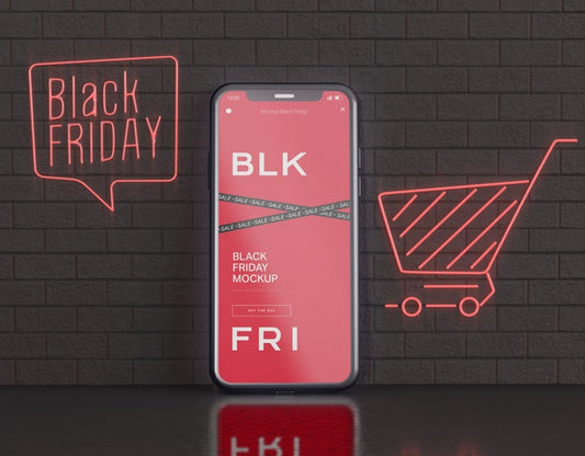 Free Smartphone Screen Mockup. Black Friday Concept Psd